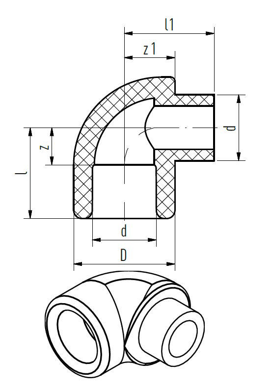 Coude 90° M/F (red)