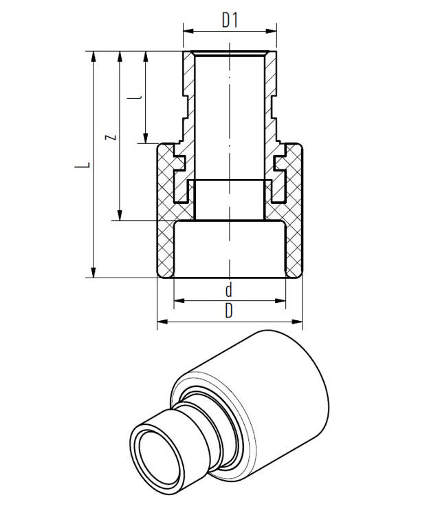 Pièce de transition pour raccord victaulic (red)