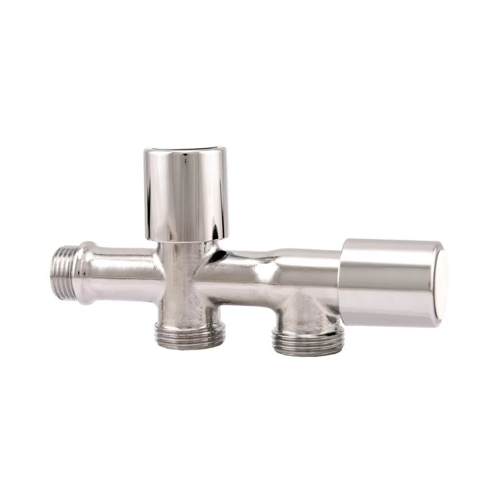 Robinet double avec raccord lave-linge et lave-vaisselle